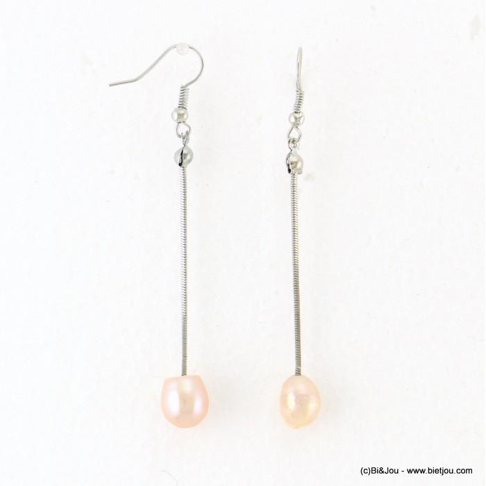 boucles d'oreilles pendante femme perle eau douce fermoir hameçon 0317164 rose nude boucles d'oreilles pendante femme perle eau douce fermoir hameçon 0317164 rose nude
