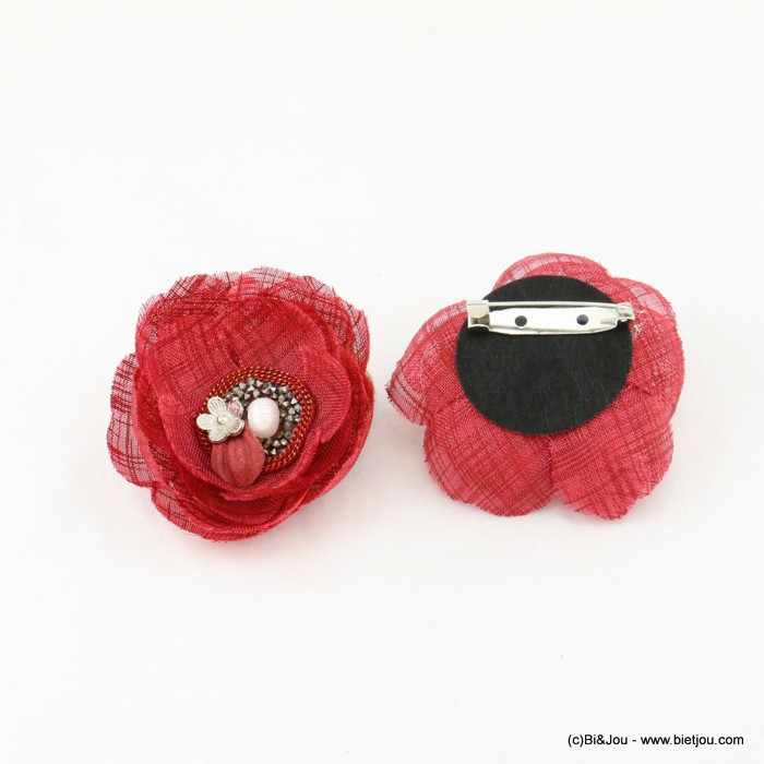 broche fleur tissu 0517503 rouge bordeaux broche fleur tissu 0517503 rouge bordeaux