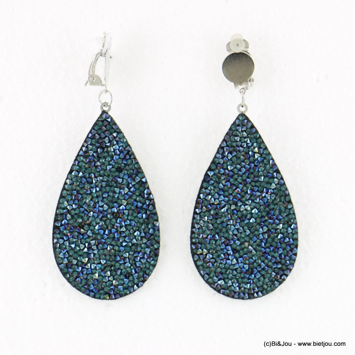 boucles d'oreilles clip pendante goutte glitter 0317921 bleu foncé boucles d'oreilles clip pendante goutte glitter 0317921 bleu foncé
