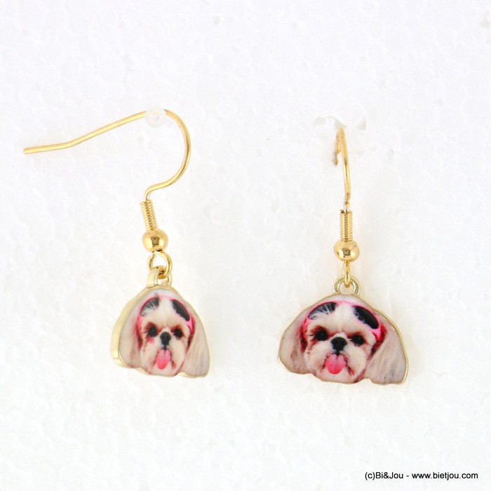 boucles d'oreilles vintage chien caniche 0317936 rose boucles d'oreilles vintage chien caniche 0317936 rose