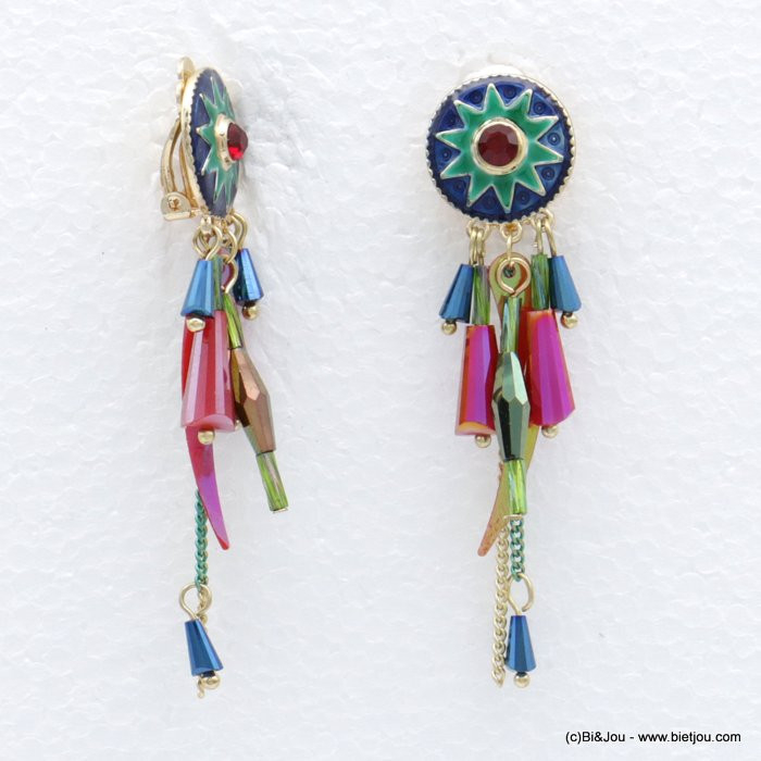 boucles d'oreilles étoile émail cristal chaînes métal 0318520 multi boucles d'oreilles étoile émail cristal chaînes métal 0318520 multi