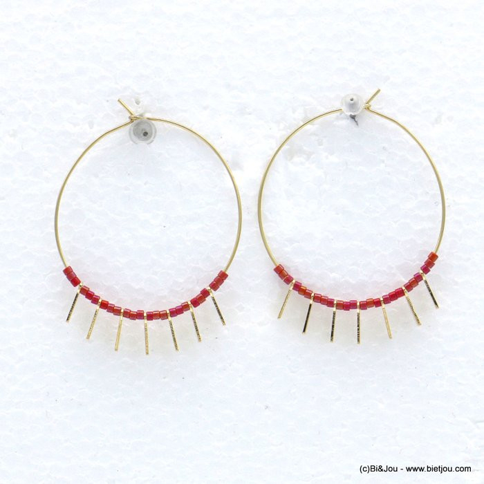 boucles d'oreilles créole minimaliste métal rocaille 0318598 boucles d'oreilles créole minimaliste métal rocaille 0318598