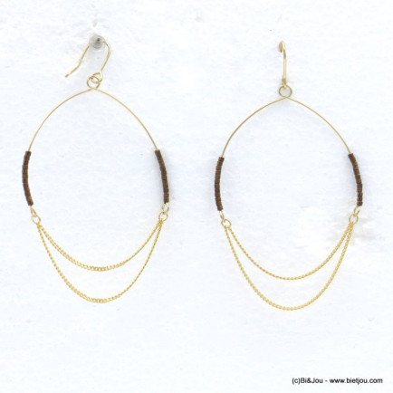 boucles d'oreilles minimaliste XXL oversize créole métal rocaille 0318604