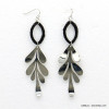 boucles d'oreilles femme feuille stylisée métal fil métallisé 0318572