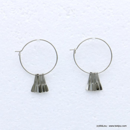 Créoles avec pendentifs tiges en métal pour femme 0318683-argenté