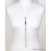 sautoir Y métal pendentif pompon long chaîne serpent 0118621