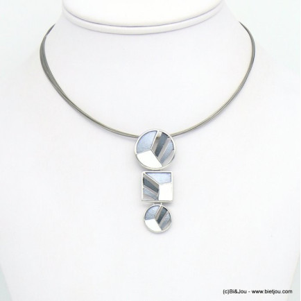 collier pendentif géométrique métal coloré câble multi-brins femme 0119044