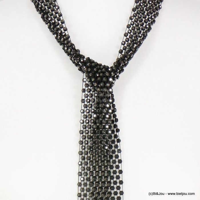 collier cravate à nouer strass 0118605 anthracite