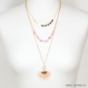 sautoir multi-rangs pendentif éventail de pompon fil éclats de pierre 0119089