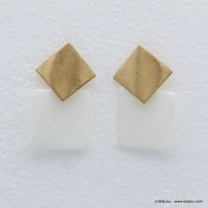 boucles d'oreilles carrés nacre naturelle métal vieilli 0319193 boucles d'oreilles carrés nacre naturelle métal vieilli 0319193