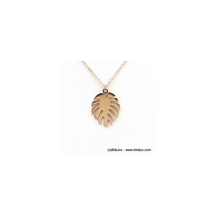 collier feuille Monstera acier inoxydable 0119160 doré rose collier feuille Monstera acier inoxydable 0119160 doré rose