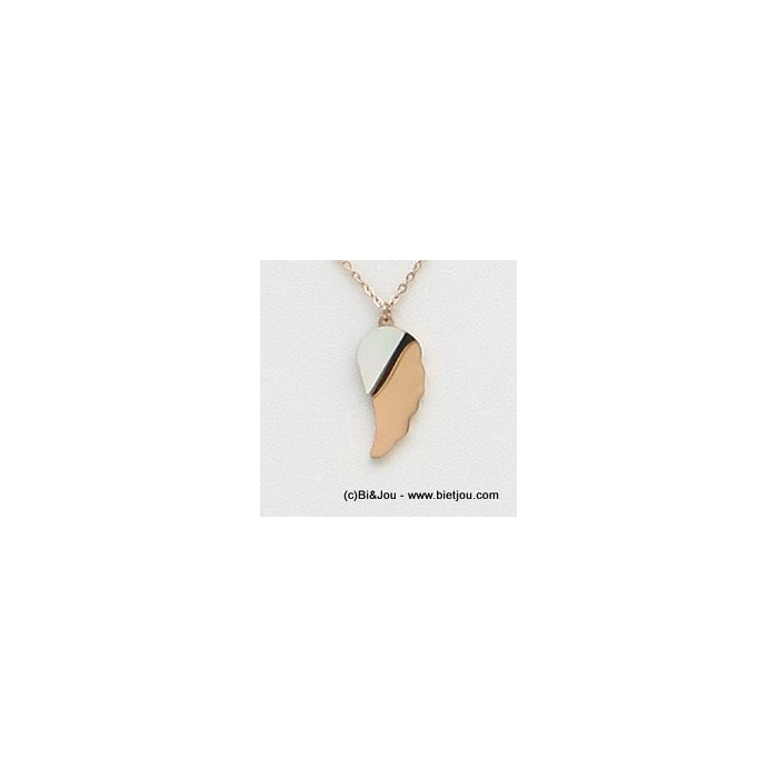 collier pendentif aile d'ange nacre acier inoxydable 0119161 doré rose