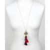 sautoir fin femme pendentif nacre goutte métal pompon fils 0119501
