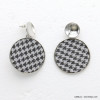 boucles d'oreilles XXL oversize rondes pied-de-poule scintillant métal synthétique 0319593