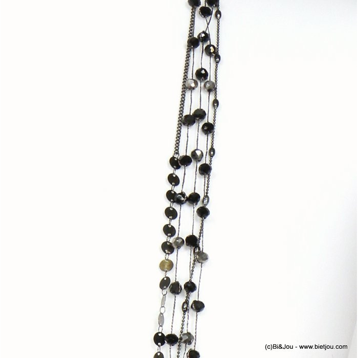 sautoir multi-brins cristal sequins métal 0119544 noir