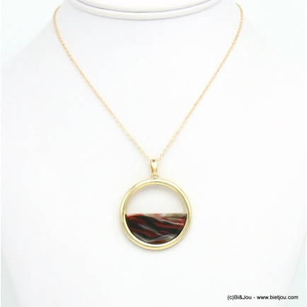 collier pendentif demi-lune écaille de tortue résine 0119624