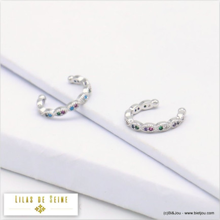 bijoux d'oreille métal strass coloré 0319578