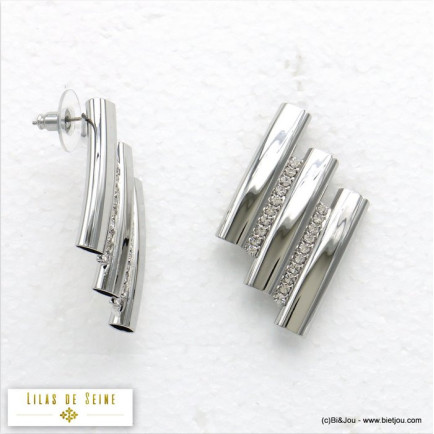 boucles d'oreilles XXL oversize géométrique métal strass 0319564