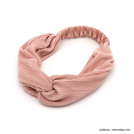 Bandeau cheveux turban tissu milleraie rose poudré 0619598-rose