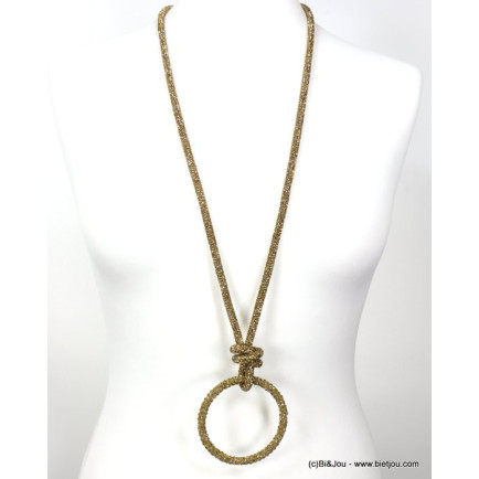 sautoir tube strass anneau noeud 0119637