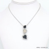 collier pendentif géométrique métal strass coloré 0120043