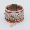 bracelet manchette aimanté simili-cuir multi-liens étoile chaîne strass pompon fil 0216163
