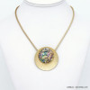 collier pendentif rond abalone ormeau métal femme 0120085