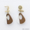 boucles d'oreilles plage bois résine colorée métal doré vieilli femme 0320062