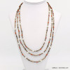collier plage multi-rangs perles eau douce tubes verre cristal 0120132