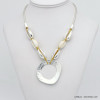 collier plage coquillage cauri anneau métal martelé femme 0120125