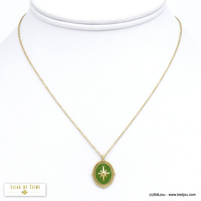 collier pendentif étoile polaire émail acier inoxydable femme 0120527