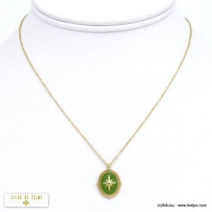 collier pendentif étoile polaire émail acier inoxydable femme 0120527