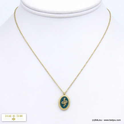 collier pendentif serpent émail acier inoxydable femme 0120528