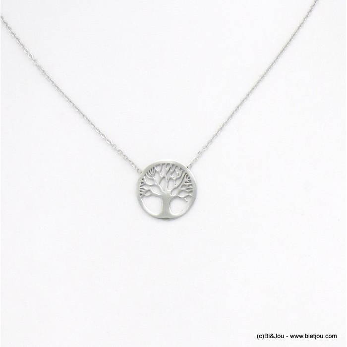 collier arbre de vie acier inoxydable 0120580 argenté