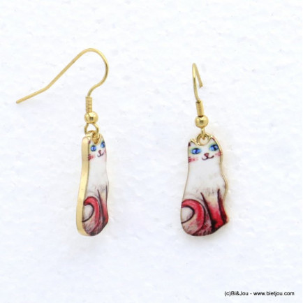 boucles d'oreilles vintage chat fermoir crochet 0317586 rose