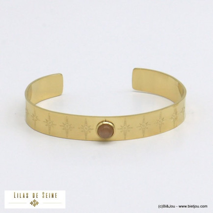 bracelet jonc pierre naturelle étoile polaire acier inoxydable femme 0221009