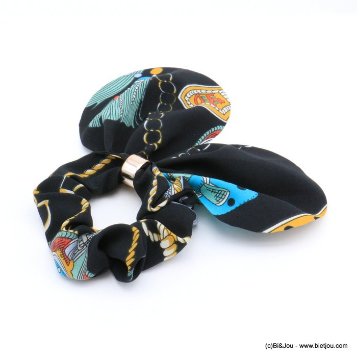 chouchou cheveux élastique imprimé sellerie tissu femme 0621017