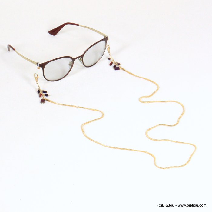 chaîne de lunettes porte-masque métal maille serpent plate cristal femme 0621028