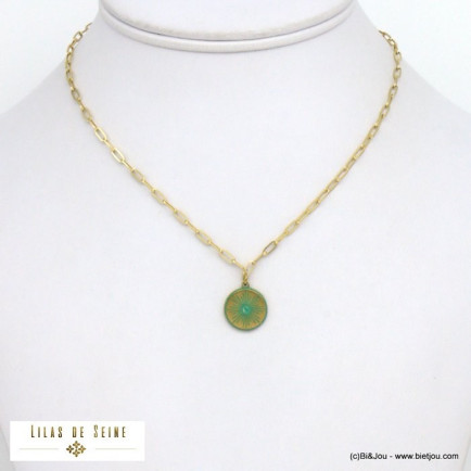 collier pendentif étoile émail coloré acier inoxydable femme 0121049