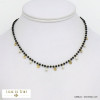 collier cristal imitation perle sequins acier inoxydable femme 0121521
