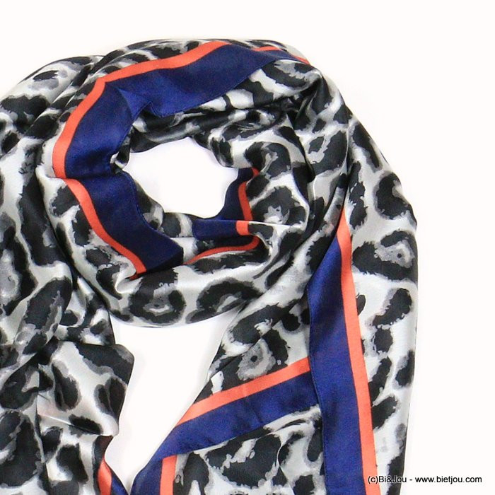 foulard imprimé léopard touché soie polyester femme 0721515 noir