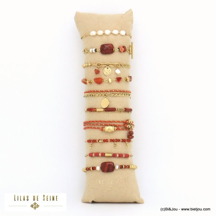 ensemble de 10 bracelets dorés oeil pierre cristal acier inoxydable femme 0221554