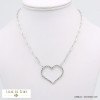 collier coeur martelé chaîne maille rectangulaire acier inoxydable femme 0121546