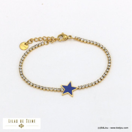 bracelet strass étoile émail acier inoxydable femme 0221551