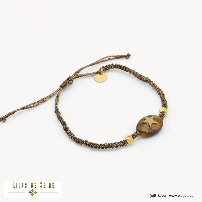 bracelet pierre ovale étoile acier inoxydable 0221530
