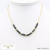Collier chaîne fine billes pierre naturelle acier inoxydable femme 0121564 noir