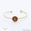 bracelet jonc ouvert corde serpent pierre acier inoxydable femme 0220527 rouge foncé