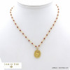collier médaillon fleur vintage chaîne cristal acier inoxydable femme 0121615