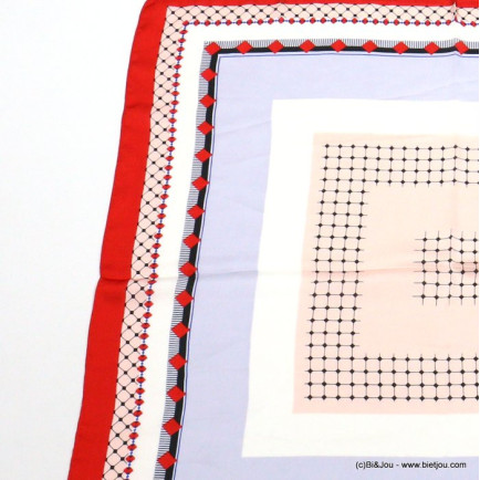 carré satin motif quadrillé touché soie polyester femme 0722002 rouge