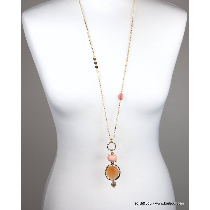 sautoir boho chic pendentif pierre chaîne métal femme 0120108 sautoir boho chic pendentif pierre chaîne métal femme 0120108